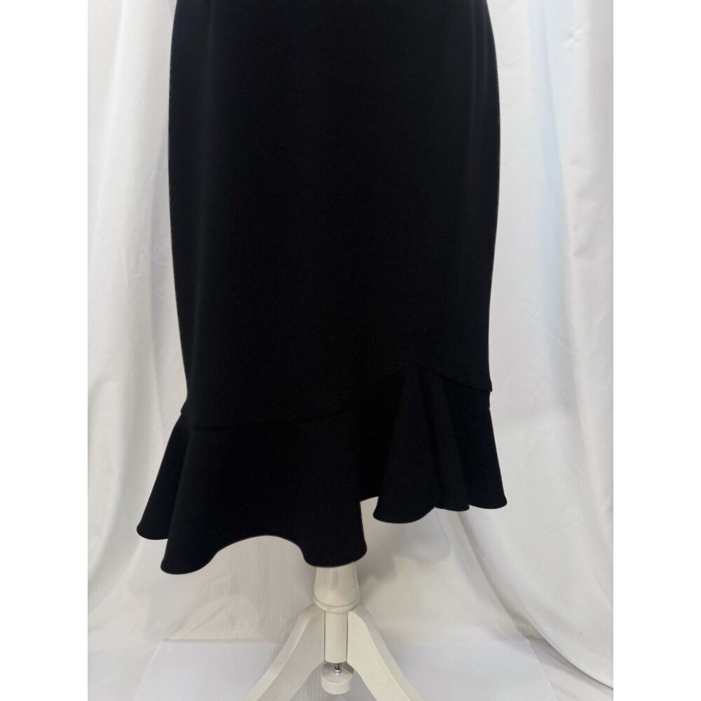 Betsey Johnson Black Scuba Crepe V-Neck Flounce Hem Midi Dress 6 Event Occasion - Picture 6 of 16